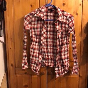 Gap red white black plaid flannel size xs